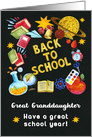 Back to School for Great Granddaughter Chalkboard Full of School Items card