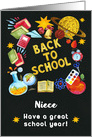 Back to School for Niece Chalkboard Full of School Items card