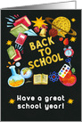 Back to School Chalkboard Full of School Items card