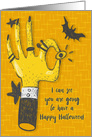 Happy Halloween Creepy Hand, Eyeball, and Bat card