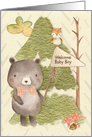 Baby Boy Welcome Congratulations Woodland Animals Scene card