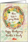 Happy Thanksgiving to Brother and Family Pretty Leaves and Vine Wreath card