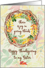 Happy Thanksgiving to Sister Pretty Leaves and Vine Wreath card
