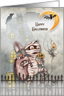 Happy Halloween Little Mummy Creepy Scene with Haunted House card