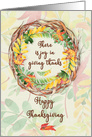 Happy Thanksgiving Pretty Leaves and Vine Wreath card