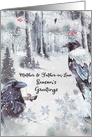 Season’s Greetings to Mother and Father-in-Law Woodland Scene Ravens card