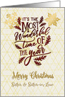 Merry Christmas to Sister and Sister-in-Law Modern Word Art card