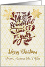 Merry Christmas From Across the Miles Snowflakes and Modern Word Art card