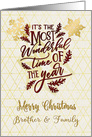 Merry Christmas to Brother and Family Snowflakes and Modern Word Art card