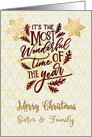Merry Christmas to Sister and Family Snowflakes and Modern Word Art card