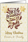 Merry Christmas to Cousin and Family Snowflakes and Modern Word Art card