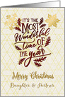 Merry Christmas to Daughter and Partner Modern Word Art card