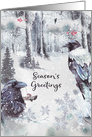 Season’s Greetings Beautiful Winter Woodland Scene with Ravens card