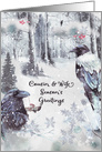 Season’s Greetings to Cousin and Wife Winter Woodland with Ravens card