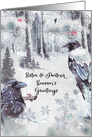 Season’s Greetings to Sister and Partner Winter Woodland Scene card