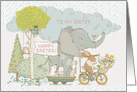 Happy Easter to Sister Cute Animals on Parade card