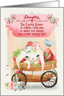 Happy Easter to Daughter Cute Bunny in a Wagon with Flowers card