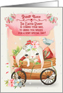 Happy Easter to Great Niece Cute Bunny in a Wagon with Flowers card