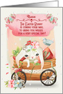 Happy Easter to Niece Cute Bunny in a Wagon with Flowers card