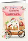 Happy Easter Custom Name Cute Bunny in a Wagon with Flowers card