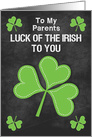 Happy St. Patrick’s Day to Parents Luck of the Irish card