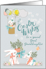 Happy Easter to Great Granddaughter Cute Bunnies with Flowers card