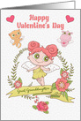Happy Valentine’s Day to Great Granddaughter Cute Girl and Animals card
