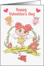Happy Valentine’s Day to Granddaughter Cute Girl and Animals card