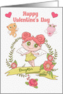Happy Valentine’s Day to Daughter Cute Girl and Animals card