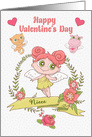 Happy Valentine’s Day to Niece Cute Girl and Animals card