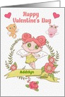 Happy Valentine’s Day Custom Name Cute Girl and Animals card
