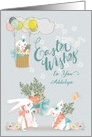 Happy Easter Custom Name Cute Bunnies with Flowers card