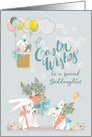 Happy Easter to a Special Goddaughter Cute Bunnies with Flowers card