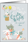 Happy Easter to a Special Niece Cute Bunnies with Flowers card