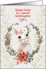 Happy Easter to Goddaughter Adorable Bunny with Flowers card