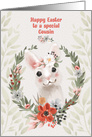 Happy Easter to Cousin Adorable Bunny with Flowers card