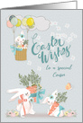 Happy Easter to Cousin Cute Bunnies with Flowers card