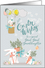 Happy Easter to Great Great Granddaughter Cute Bunnies with Flowers card