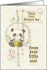 Happy First Mother’s Day From Little Son Panda on a Swing card