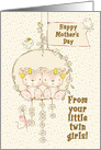 Happy Mother’s Day From Twin Daughters Teddy Bears on a Swing card