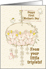 Happy First Mother’s Day From Triplet Daughters Teddy Bears on a Swing card