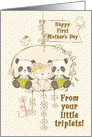 Happy First Mother’s Day From Triplets Two Boys One Girl Cute Bears card