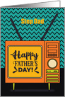 Happy Father’s Day to Step Dad Retro TV Word Art card