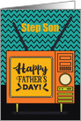 Happy Father’s Day to Step Son Retro TV Word Art card