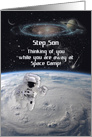 Thinking of You While Away at Space Camp to Step Son with Astronaut card