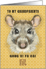 Happy Chinese New Year of the Rat to Grandparents Painterly Rat card