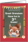 Back to School for Great Grandson in 3rd Grade Squirrel and Chalkboard card