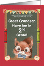 Back to School for Great Grandson in 2nd Grade Squirrel and Chalkboard card