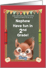 Back to School for Nephew in 2nd Grade Cute Squirrel and Chalkboard card