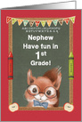 Back to School for Nephew in 1st Grade Cute Squirrel and Chalkboard card